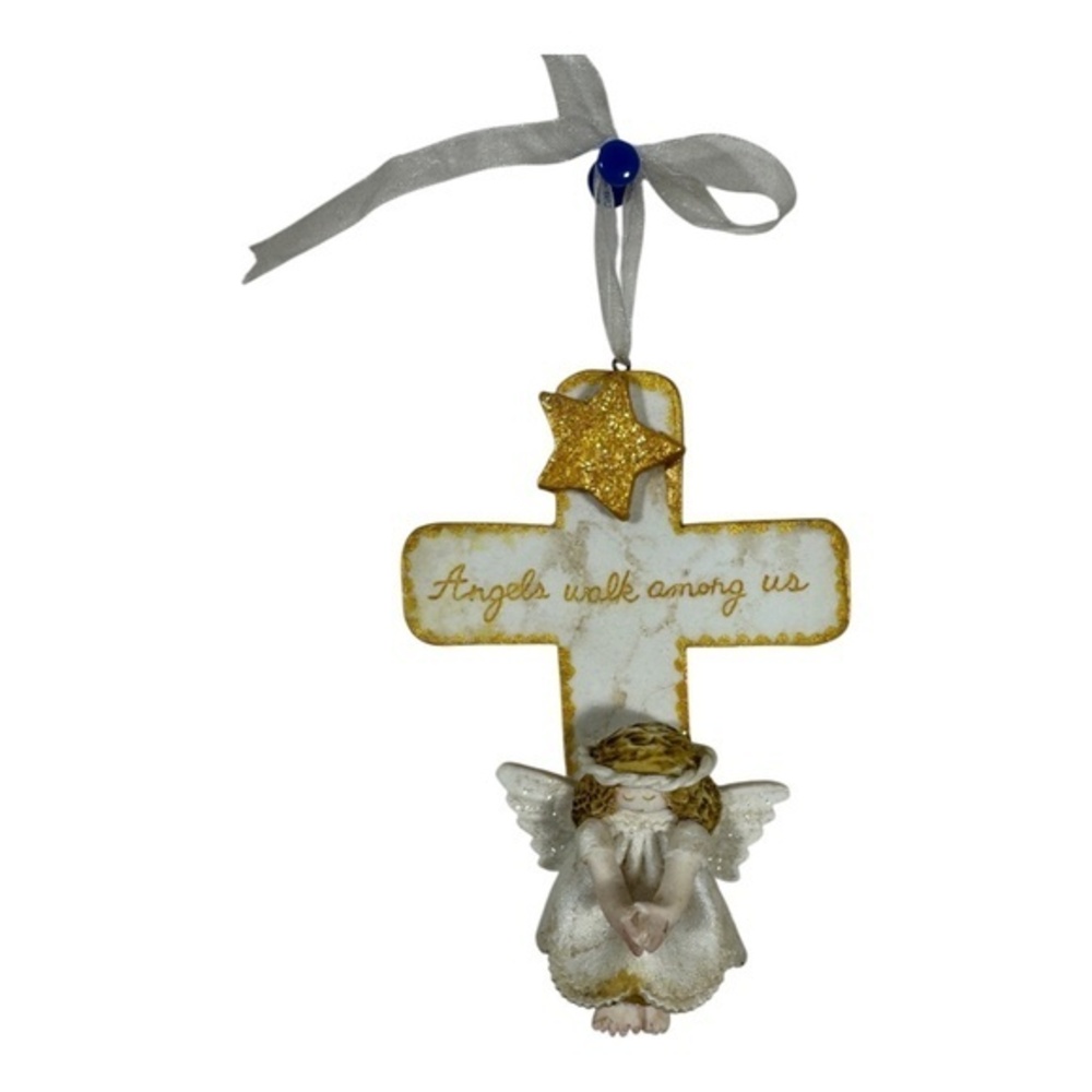 Hannah's Song Collection Cross Wall Hanging Angels Walk Among Us 2003 Clay Resin